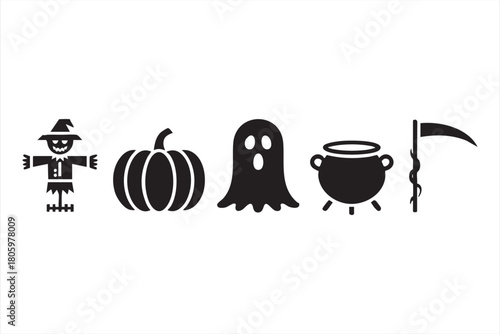 Horror-themed vector silhouettes for Halloween parties, posters, and seasonal graphics