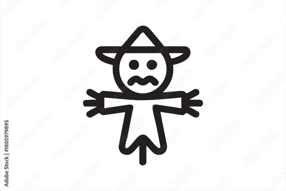 Fototapeta premium Halloween-friendly scarecrow outline symbol for festive templates and artwork