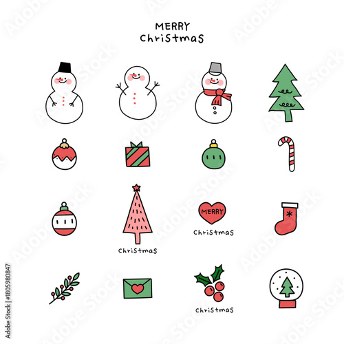크리스마스 스티커 벡터 일러스트 