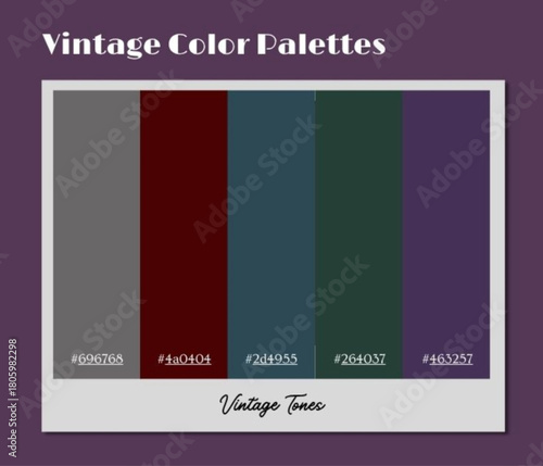 This vintage color palette creates memorable impressions using nostalgic undertones across various mediums.