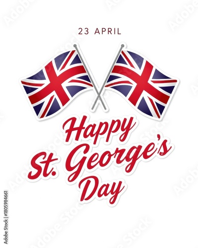 Happy st georges day with english flags and celebration text