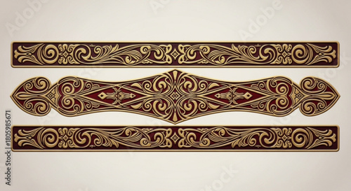 Elegant decorative border elements with intricate floral and scroll designs, perfect for adding a touch of sophistication to invitations and design projects