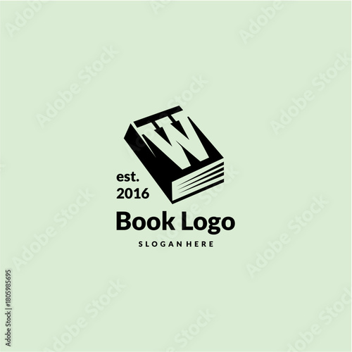 Letter W Logo Design Concept with Book Vector Template