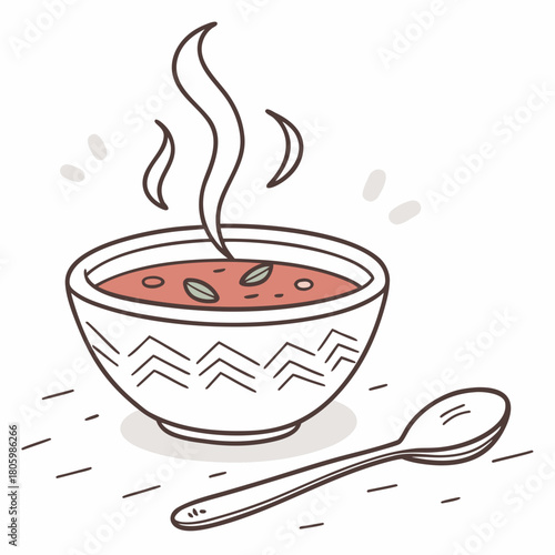 Bowl of soup with spoon for a warm meal