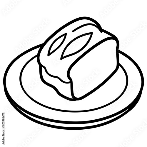 Illustration of a slice of bread on a plate