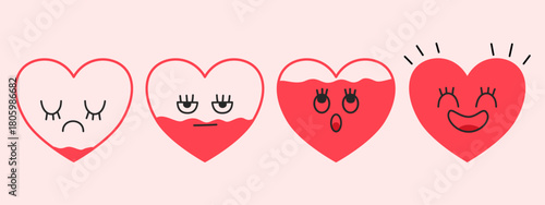 Valentine day vector illustration of heart  set of red hearts on white
