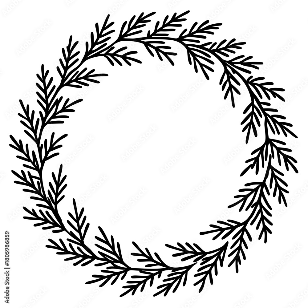 Naklejka premium Simple wreath of evergreen branches