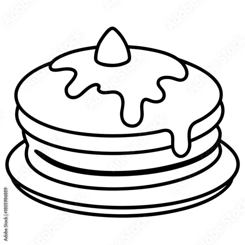 Stack of pancakes with syrup for breakfast