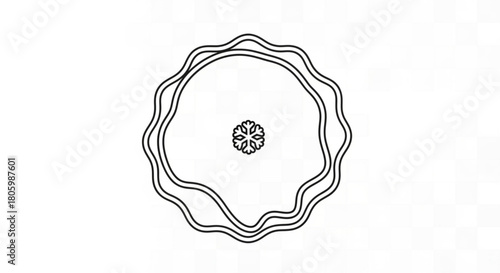 A simple line drawing of a pie on, showcasing its crust and filling, isolated on