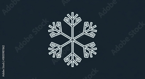 Elegant and minimalist snowflake design on a dark blue background, perfect for winter themed projects, isolated on, adding a touch of frosty charm