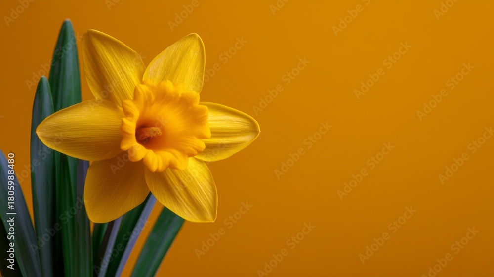 Obraz premium A yellow flower with a green stem is on a yellow background
