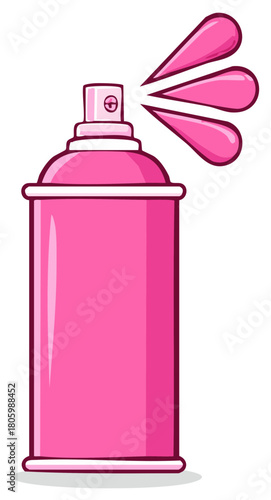 Pink Spray Can Spouting Paint or Product Aerosol Art Supply Illustration