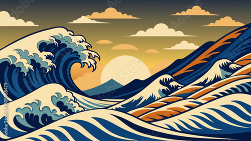 Minimalist Japanese Zen Flat Vector Wallpaper – Calm Abstract Zen Landscape