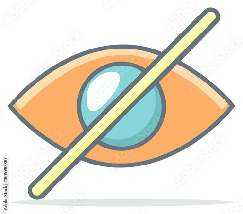 Stylized Eye Icon with Diagonal Bar Symbolizing No Vision or Privacy