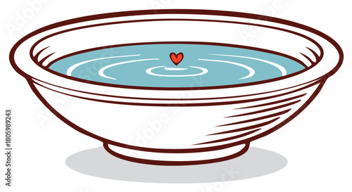Heart Sinking into a Bowl of Water with Ripples Creating a Loving Visual Metaphor