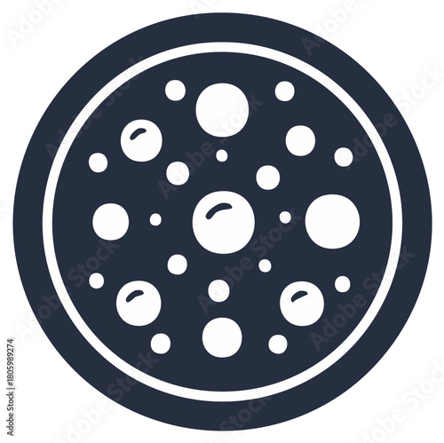 Pizza pie with white toppings dark vector illustration food ingredient cooking meal round shape italian cuisine delicious