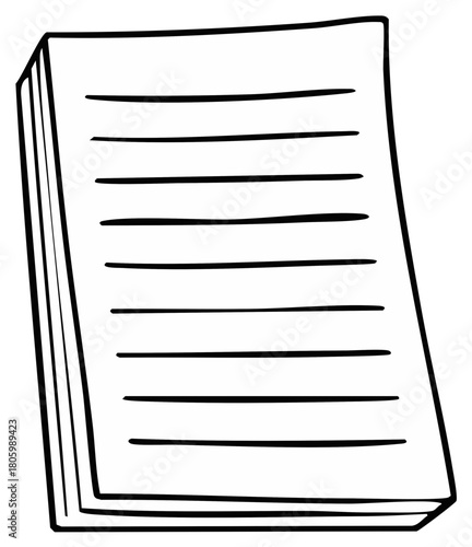 Simple cartoon sketch of a stack of lined papers for notes or documents