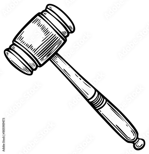 Gavel Auction Law Justice Judge Symbol Wood Black White Drawing