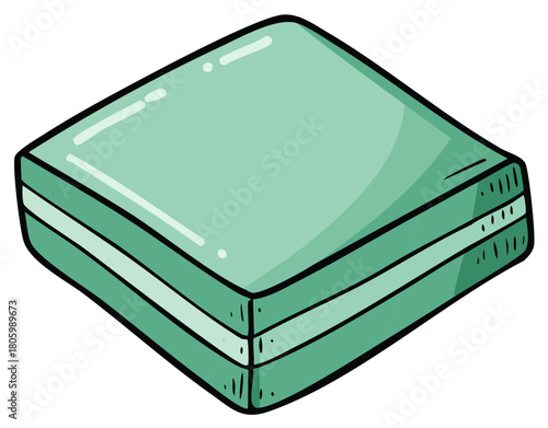 Hand drawn pastel green macaron cookie illustration with a white filling