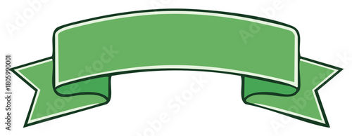 Vintage Green Ribbon Banner Graphic Element for Design and Decoration