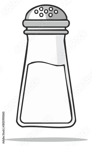 Outline Drawing of a Gray Salt Shaker with Holes on a White Background