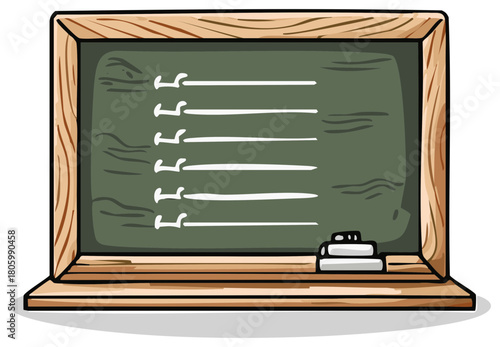 Chalkboard with Lines and Chalk Pieces Cartoon Illustration Education and School Supplies