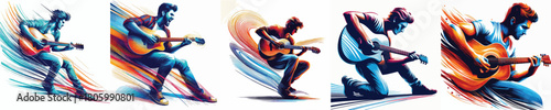 vector image of a man playing guitar with a white background