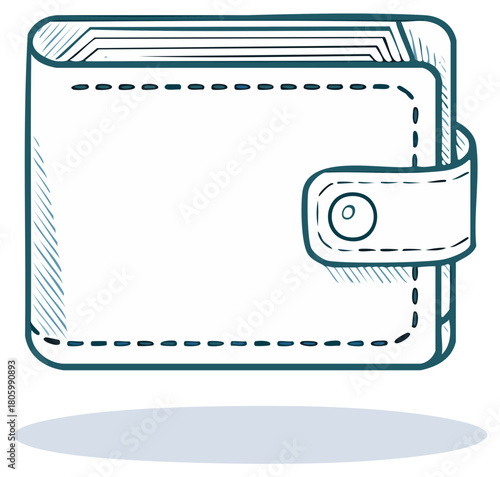 Doodle Style Wallet Design Illustration Billfold Cash Money