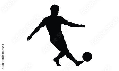 Man kicking soccer ball silhouette