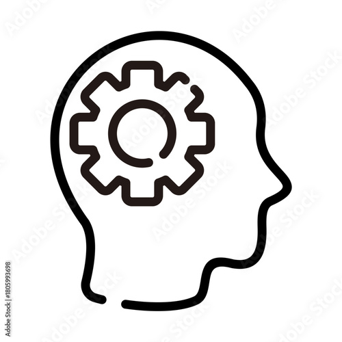 Mental health line icon. Schizophrenia illustration.