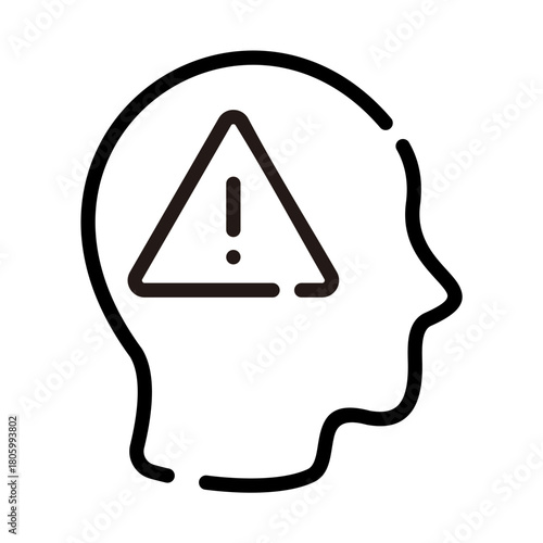 Mental health line icon. Anxiety illustration.