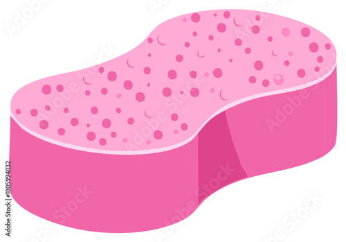 Vibrant pink ergonomic cleaning sponge with bubbly texture for bath or kitchen