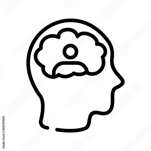 Mental health line icon. Personality illustration.