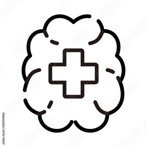 Mental health line icon. Neurology illustration.