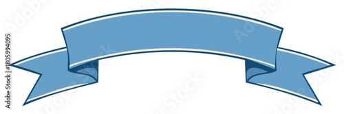 Classic blue arched ribbon banner scroll for text and titles. Decorative vintage style graphic element