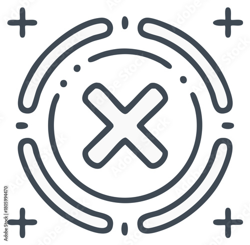 Dark Blue Vector Cross In Circle with Target Markers