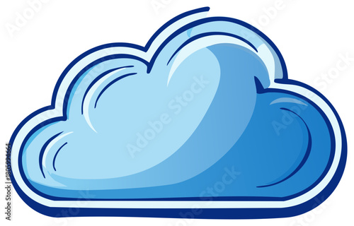 Stylized cartoon cloud illustration with blue hues and a thick border