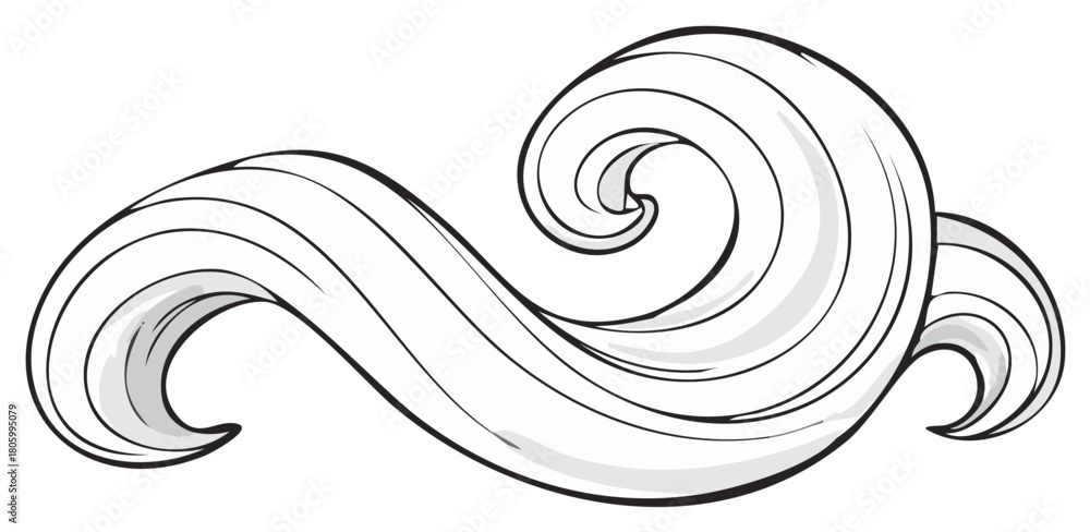 Fototapeta premium Stylized Swoosh and Swirl Line Art with Subtle Shading
