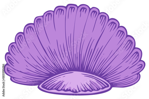Vibrant purple scallop shell illustration isolated design element marine life summer decoration