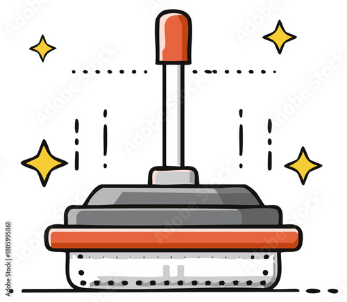 Cleanliness and Freshness Cartoon Scrub Brush Illustration with Stars