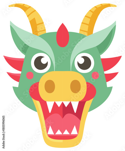 Stylized Dragon Head Chinese Zodiac Lunar New Year Illustration Graphic