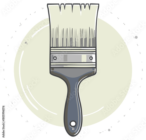 Stylized hand drawn cartoon illustration of a single paint brush tool