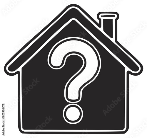 Home property question mark icon representing housing market decisions or real estate uncertainty