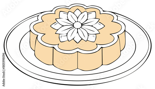 Flower Shaped Dessert or Flan with Floral Decor on Plate