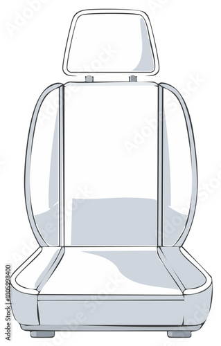 Modern automotive car seat front view illustration with headrest and clean minimalist design for vehicle interior comfort