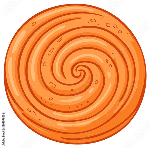 Abstract Swirl Orange Round Graphic with Subtle Texture and Dots