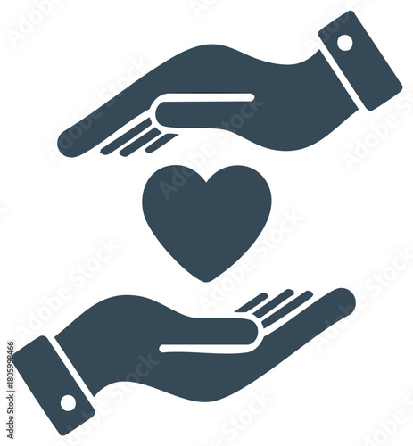 Two hands cradling a heart shape representing love, care, and protection