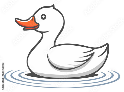 Cartoon Duck Swimming Cute Water Bird Vector Illustration Childrens Art