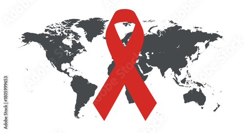 Red Ribbon Symbolizing AIDS Awareness Worldwide.