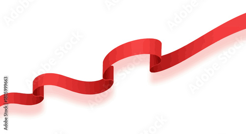 A single elegant red ribbon flowing in a wavy line.